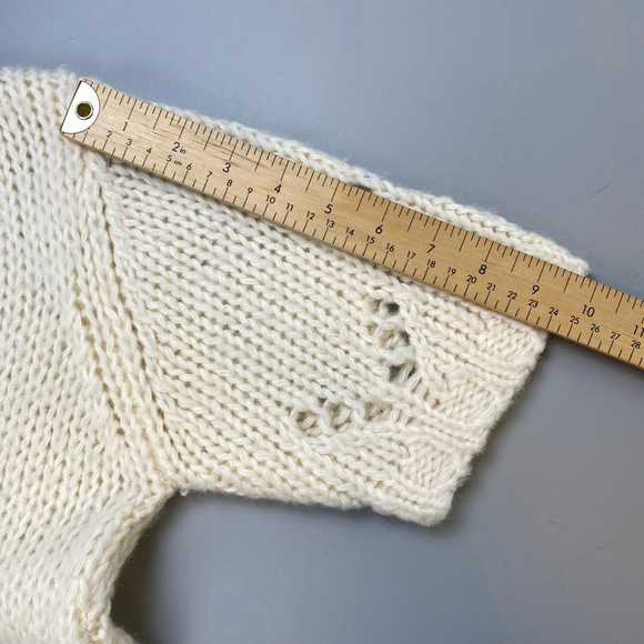 Vero Moda Knit Dress Medium Cream Short Sleeve V-Neck Cozy Soft Sheer Chunky - Picture 9 of 11